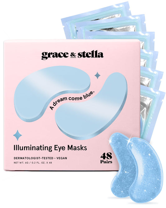 grace & stella Award Winning Under Eye Mask Reduce Dark Circles, Puffy Eyes, Undereye Bags, Wrinkles, Gel Under Eye Patches, Nurse Gifts, Vegan Cruelty-Free Self Care (6 Pairs, Blue)